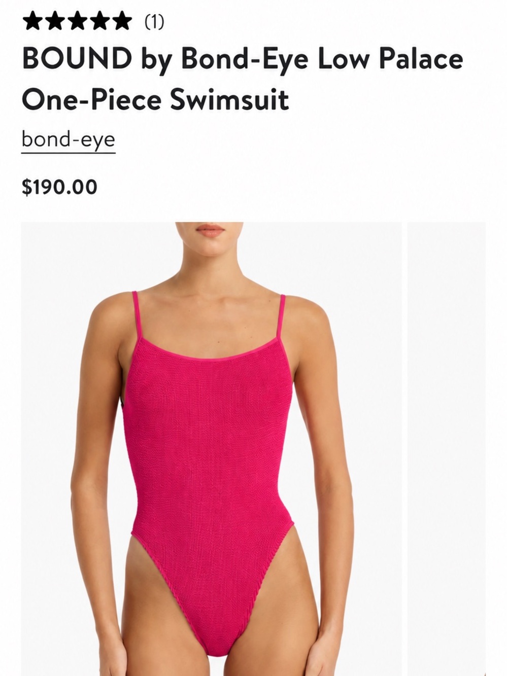 bond-eye Fuschia Pink One-Piece Swimsuit with Slim Adjustable Straps & Low Back